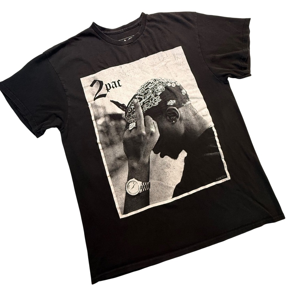 2Pac Tupac Shakur Mike Miller Graphic T-Shirt Black Mens Large Hip Hop Rap Tee